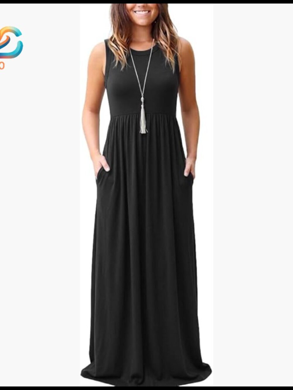 Sleeveless Maxi Dress with Pockets, Loose Fit, Casual Summer Long Dress